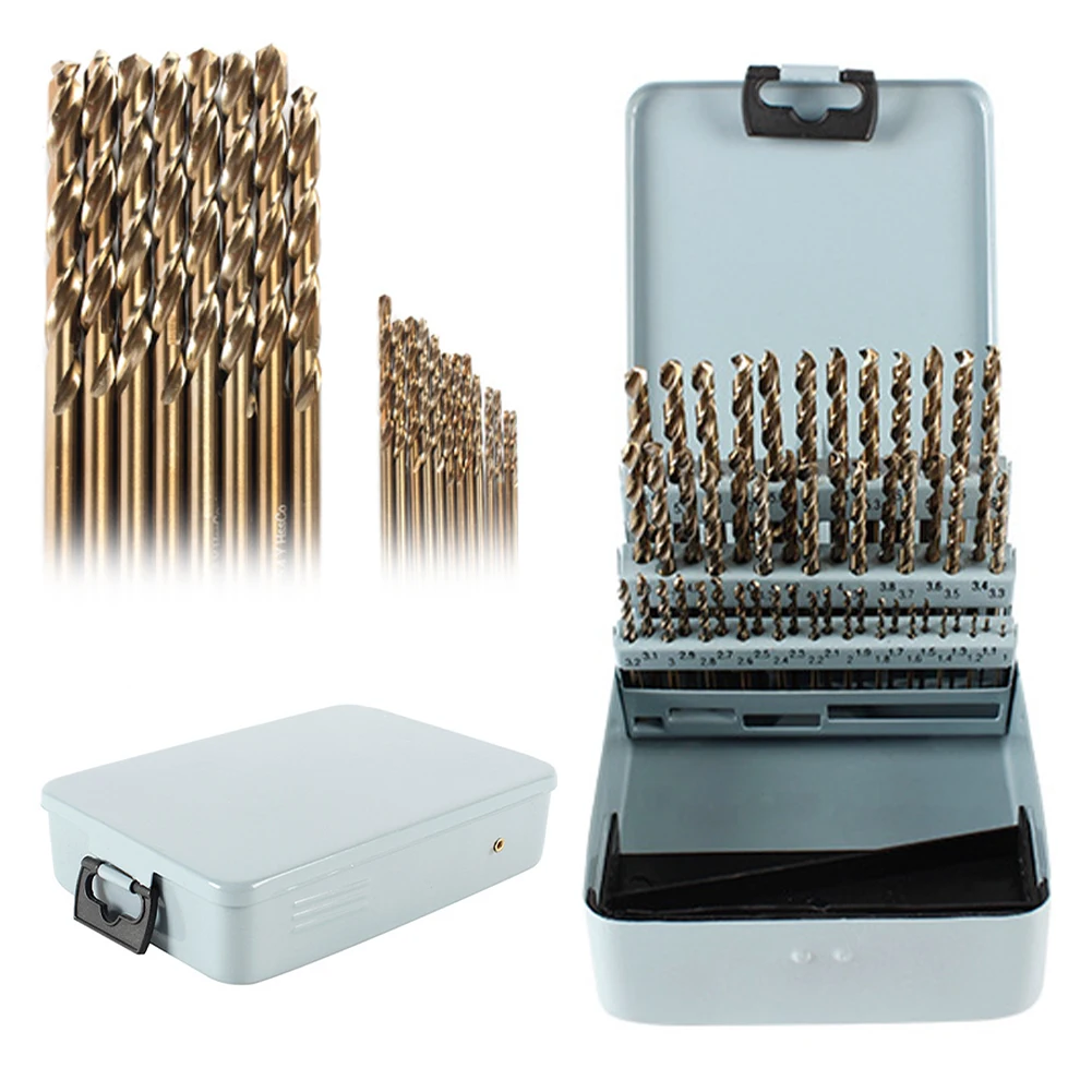 51Pcs Drill Bit Set Cobalt Jobber Twist Drill Bit Set with Index Storage Case Multiple Sizes for Hardened Metal Stainless Steel