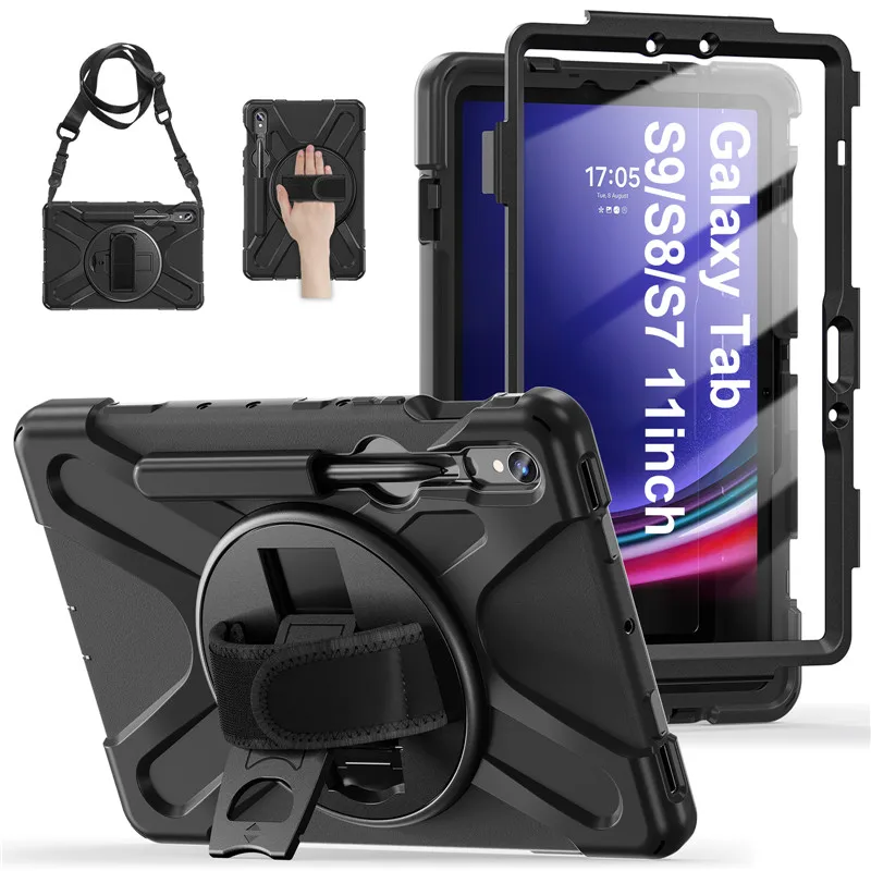 Dziecięcy, odporny na wstrząsy pokrowiec na tablet Samsung Galaxy Tab S10 S9 S8 Ultra 14,6 S7 11" Plus FE 12,4 cala Etui z paskiem na ramię Funda Capa