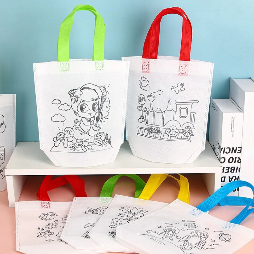 Educational DIY Graffiti Bag DIY Hand Painted Graffiti Handmade Bag Colored Drawing Cartoon Handmade Painting Bags Arts Crafts