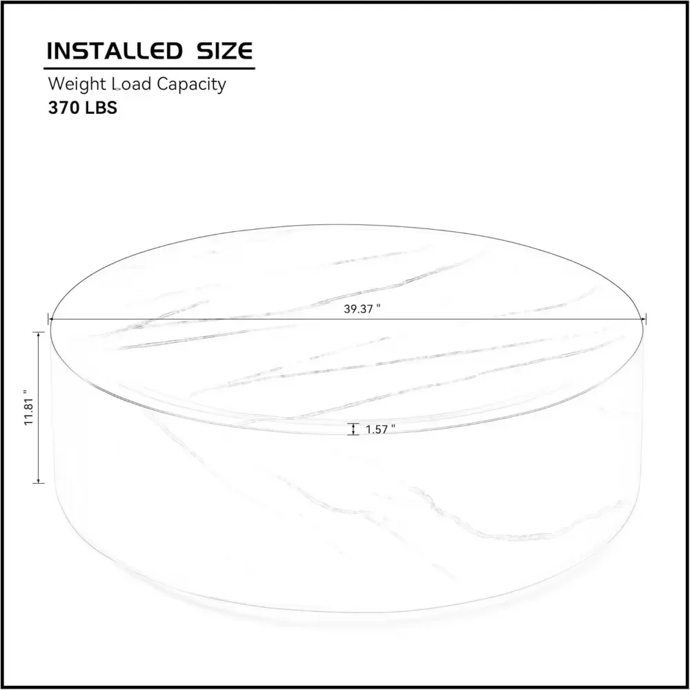 39.37 Inch Coffee Table, Faux Pattern Center Tables for Apartment, No Need Assembly, Modern Round Coffee Table