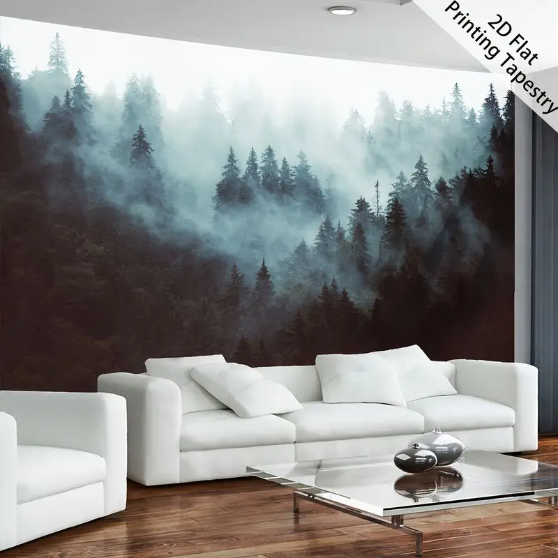 VIKAMA Misty Pine Forest Natural Landscape Tapestry Background Hanging Cloth Cool Wall Decoration Room Decoration