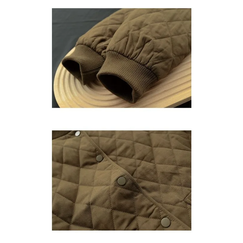 2023 New Cotton Clothing Women Winter Diamond Jacket Cotton Light and Thin Small Cotton Jacket Mother Short Solid Color Overcoat
