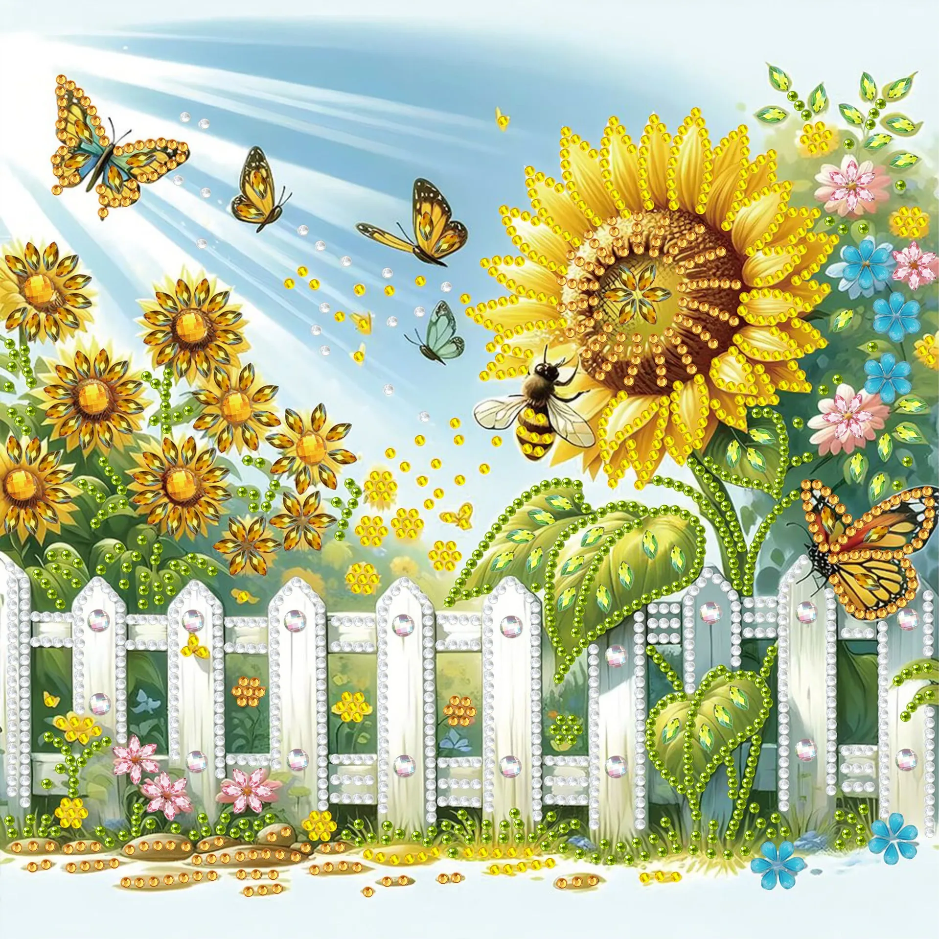 

CHENISTORY 30*30CM 5D DIY Partial Special Shaped Drill Diamond Painting Sunflowers Kit Home Decoration Art Craft Mosaic Painting