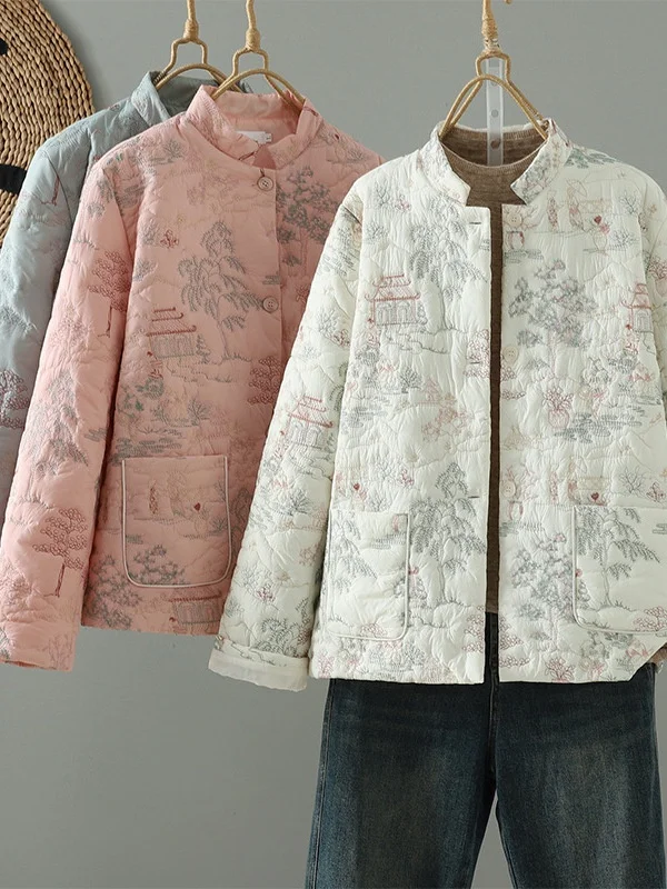 Jaet en coton grande taille pour femmes, vêtements d'hiver en coton, nouveau Design de broderie nationale chinoise, vêtements artistiques en coton