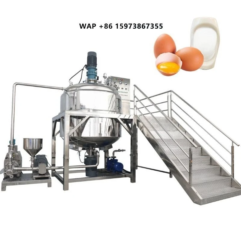 2000l Factory Plant Fixed Vacuum Homogenizer Emulsifier Mixer Tank Mayonnaise Making Machine Cosmetic Face Cream Production Line