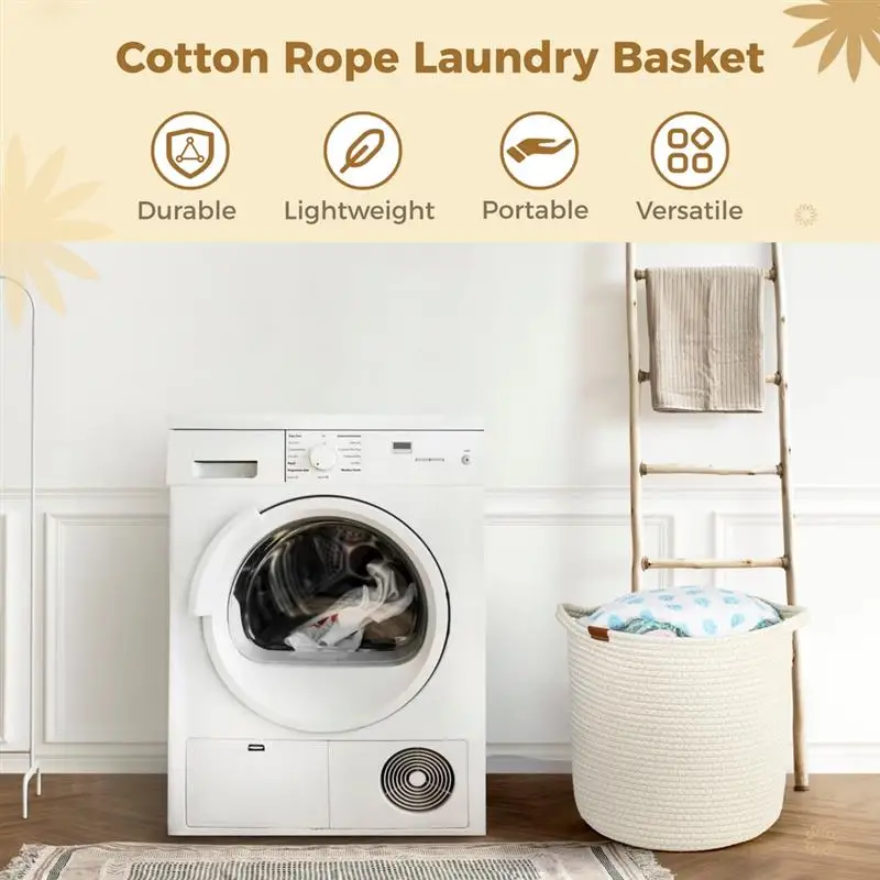 Cotton Rope Laundry Basket Large Cotton Rope Laundry Hamper Woven Basket With Handles Woven Basket For Blankets Pillows Towels