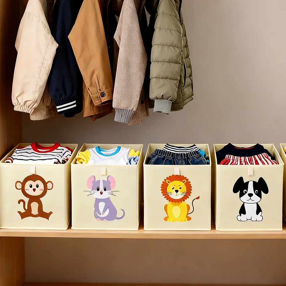 Cute Children's Toy Storage Box Collapsible Organizer Bin Large Capacity Storage Basket for Nursery Wardrobe Storage Organizers