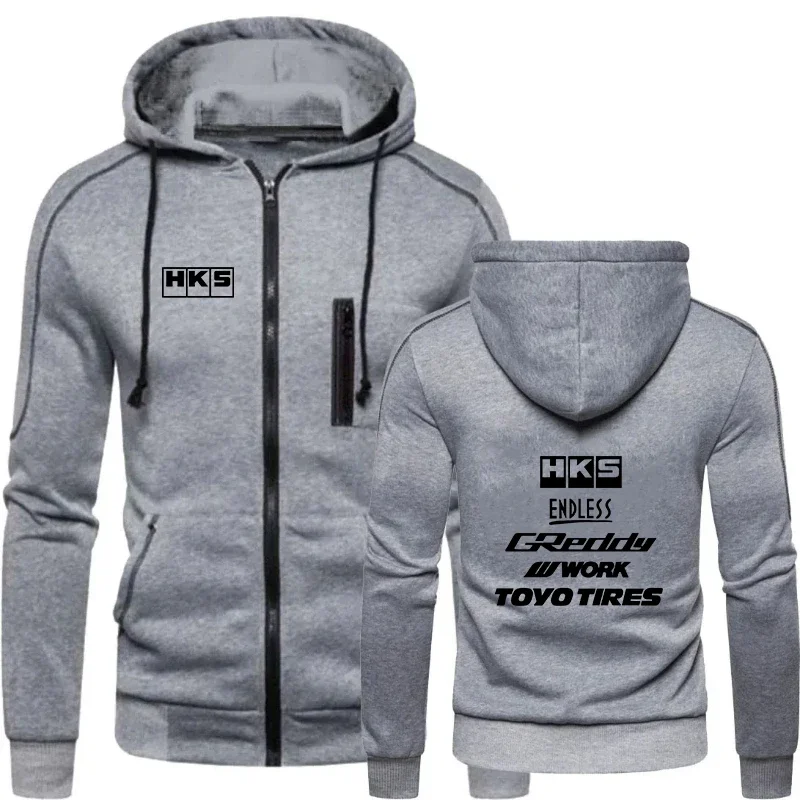 Japan JDM Modified Car HKS ENDLESS Printed Men's Sportswear Fashion Zipper Hoodie Solid Men Sportswear Casual Warm Sportswear