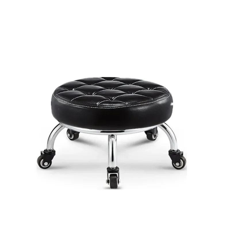 Small Stool Household Pulley Low  Soft Seats Living Room Chair Pedicure Manicure round  Bearing Wheel Sliding