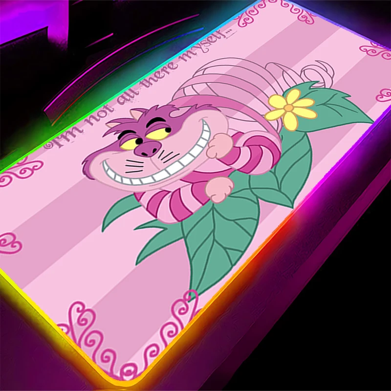 

RGB LED Mouse Pad HD Keyboard Pad Non-Slip Gaming Mat PC Accessories Mousepad C-cheshire Cat Alice In Wonderland Rubber Desk Mat