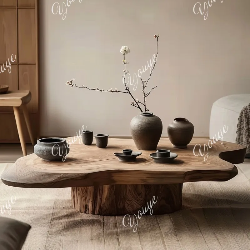 

Japanese Wabi-Sabi Style Solid Wood Coffee Tables Nordic Creative B&B Living Room Tea Table Hotel Designer Home Furniture FYCT