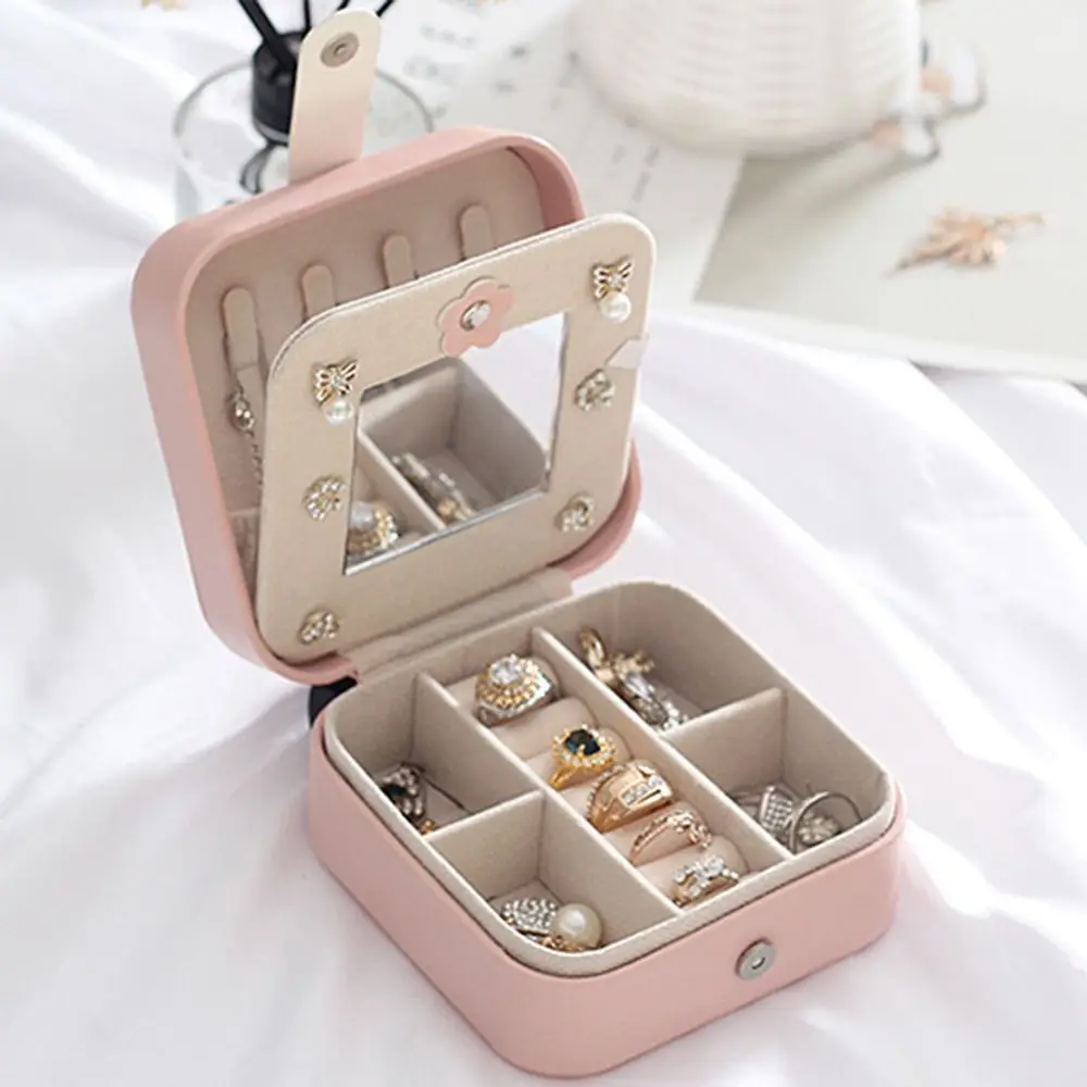 

PU Jewelry Storage Box Dustproof Large Capacity Trinkets Storage Organizer Simple Moisture-proof Portable Jewelry Organizer