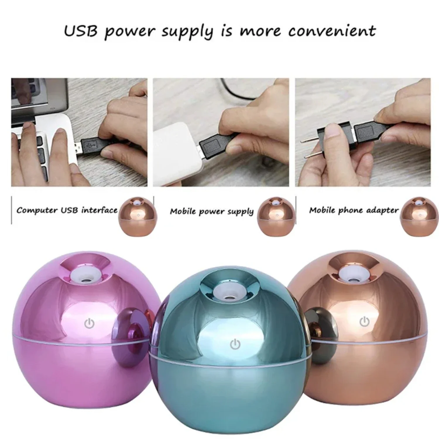 Compact Ultrasonic Mini USB Essential Oil Diffuser with Air Purifier - 130ml Capacity and 7 Color Change LED Night Light - Perfe