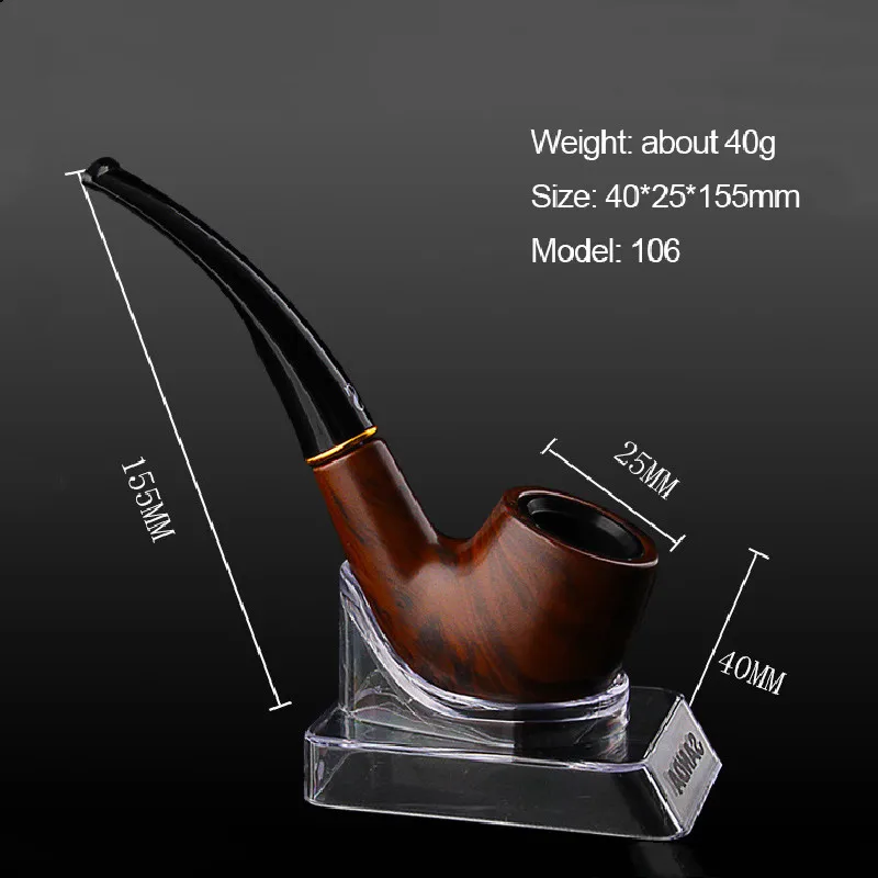 Resin Ebony Wood Tobacco Pipe Retro Bakelite Bending Filter Pipe Potable Handheld Smoking Pipe Cigarette Accessories Men\'s Gifts