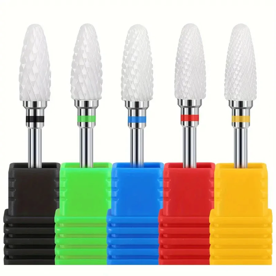 مجموعة لقم مثقاب الأظافر على شكل ذرة، لقم مثقاب أظافر سيراميك لتشكيل وتلميع وإزالة أظافر جل الأكريليك، 1.89/2 بوصة #2