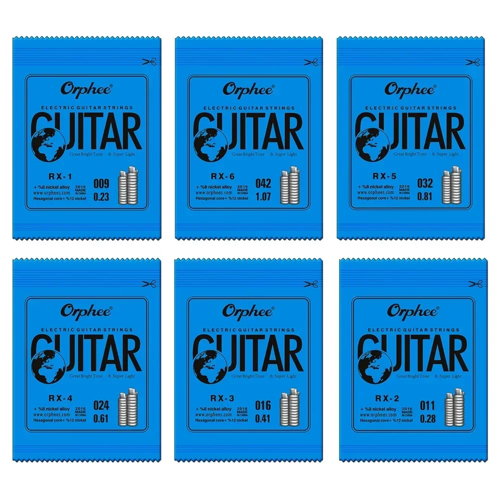 Electric Guitar Strings E B G D A Single String Super Light Gauge 009-042 Orphee RX15 Stringed Instrument Musical Accessories