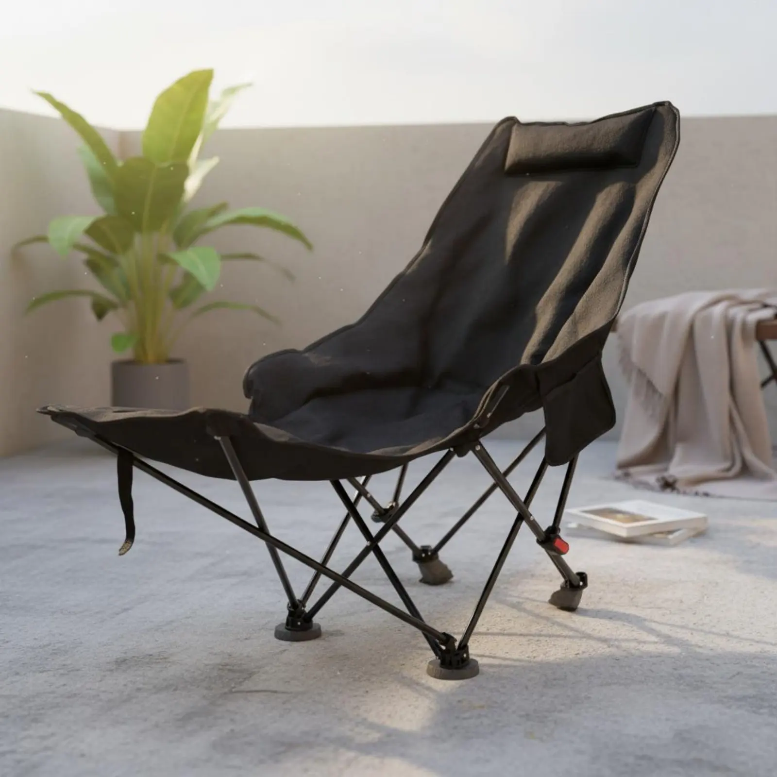 

Adjustable Folding Fishing Chair Includes Storage Bag Reclining Camp Chair with Footrest Outdoor Furniture for Outdoor Meal