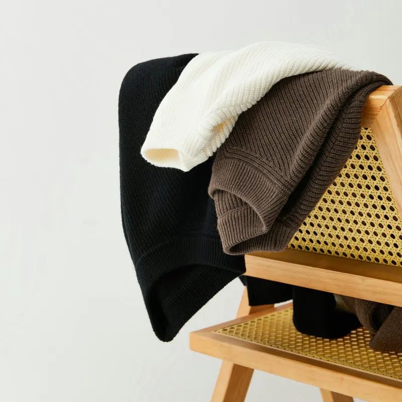 High-End Solid Color Knitwear Men Sweater Wool Blends Pullovers Winter Quality Soft Comfortable Elastic Casual Sueters De Hombre