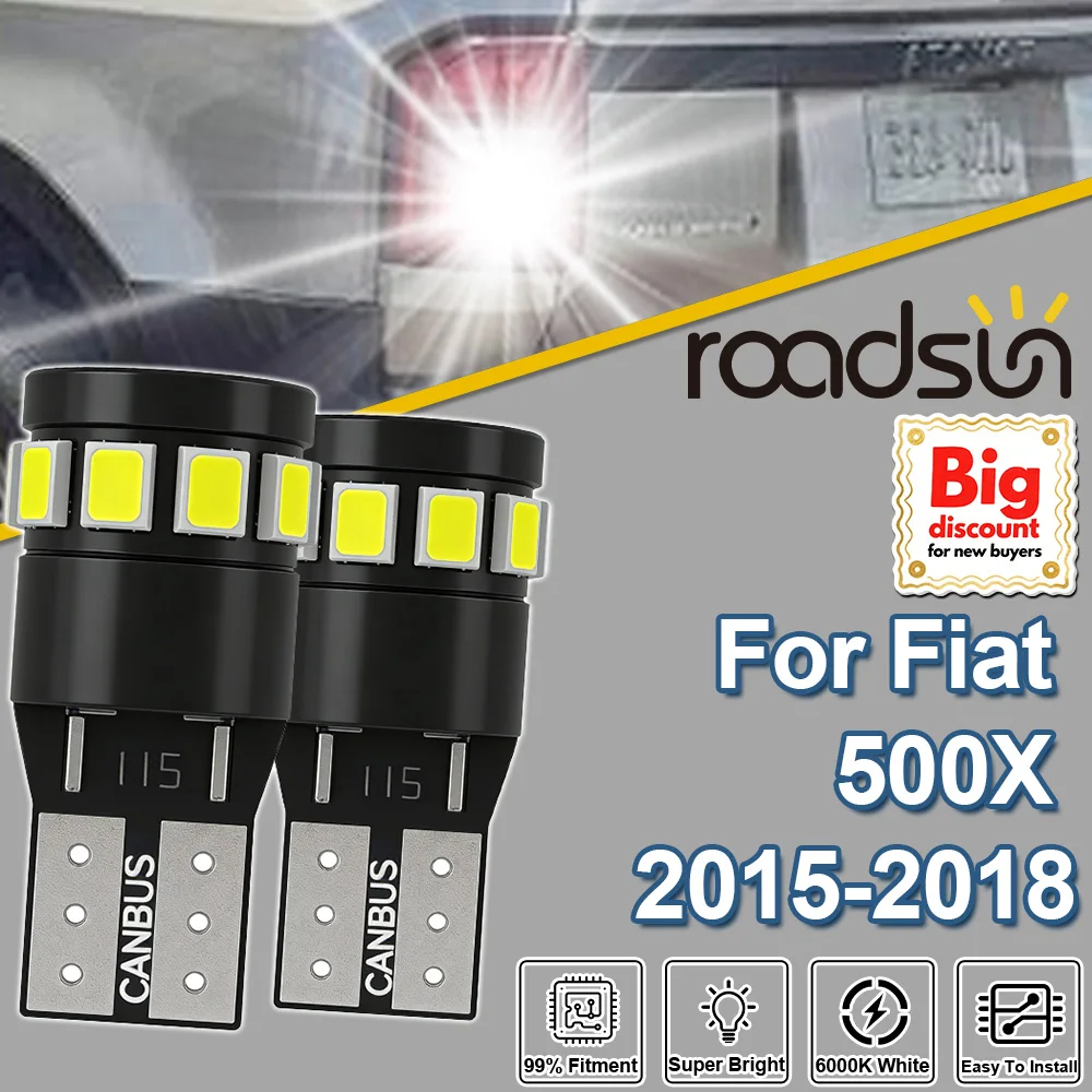 

Roadsun 2 шт. светодиодные лампы Canbus для подсветки номерного знака, ультраяркие, Plug and Play, для Fiat 500X 2015-2018, аксессуары