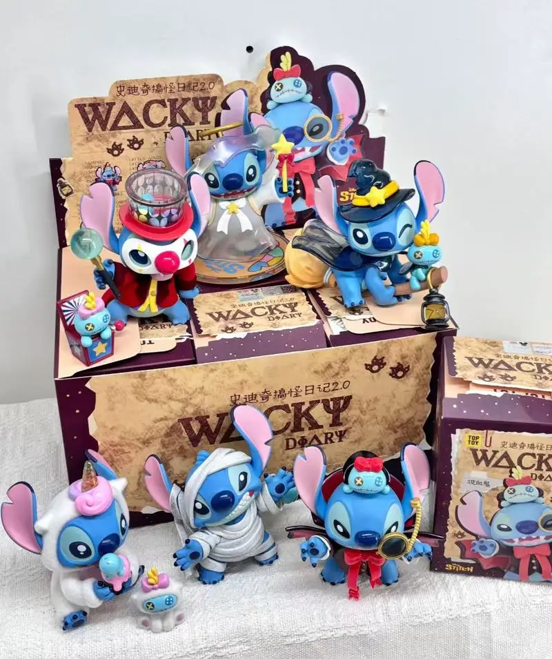 Blind Box Disney Stitch Weird Diary V2 Series Anime Figures Mystery Box Collectible Cute Pvc Statue Doll Children Birthday Prese