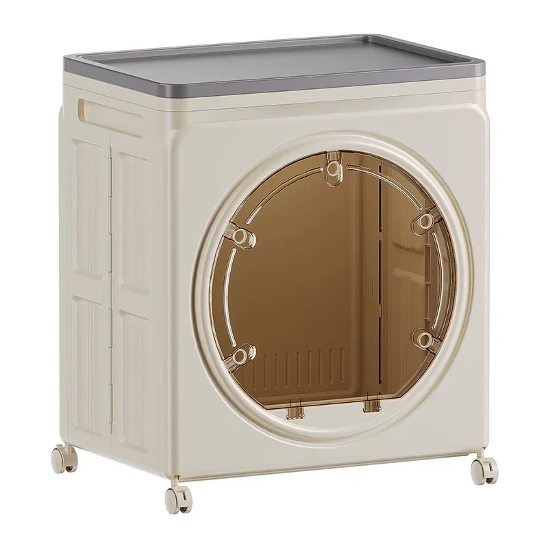 

Large capacity 360 degree rotating plastic storage box foldable wheeled bedroom bedside table clothing building block