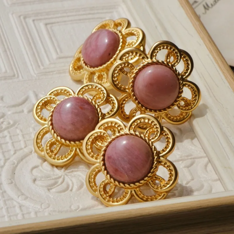 Original vintage Flower earings stud Exquisite Oil Painting Style Romantic Pink earrings for women Banquet Wedding Jewelry Gifts image 2