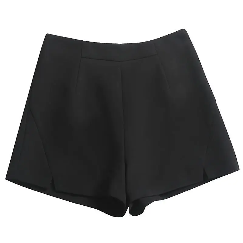 패션 솔리드 컬러 스플 라이스 한국어 넓은 다리 반바지 여성 의류 2025 여름 새로운 느슨한 지퍼 높은 허리 모든 경기 반바지