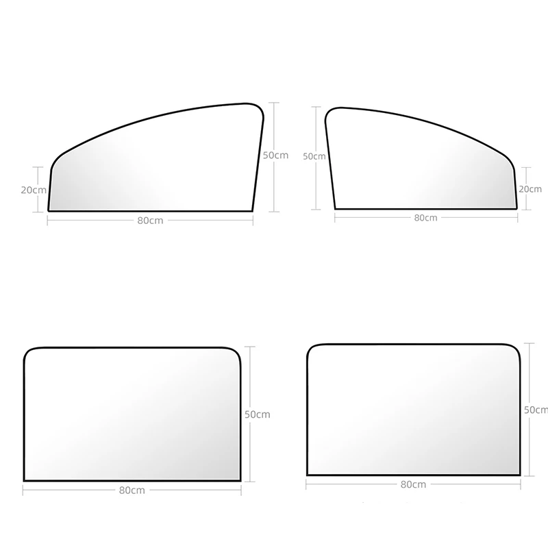 4PCS Magnetic Car Sun Shade Curtain Front Rear Universal UV Protection Blackout Curtain Window Shield for Vehicle