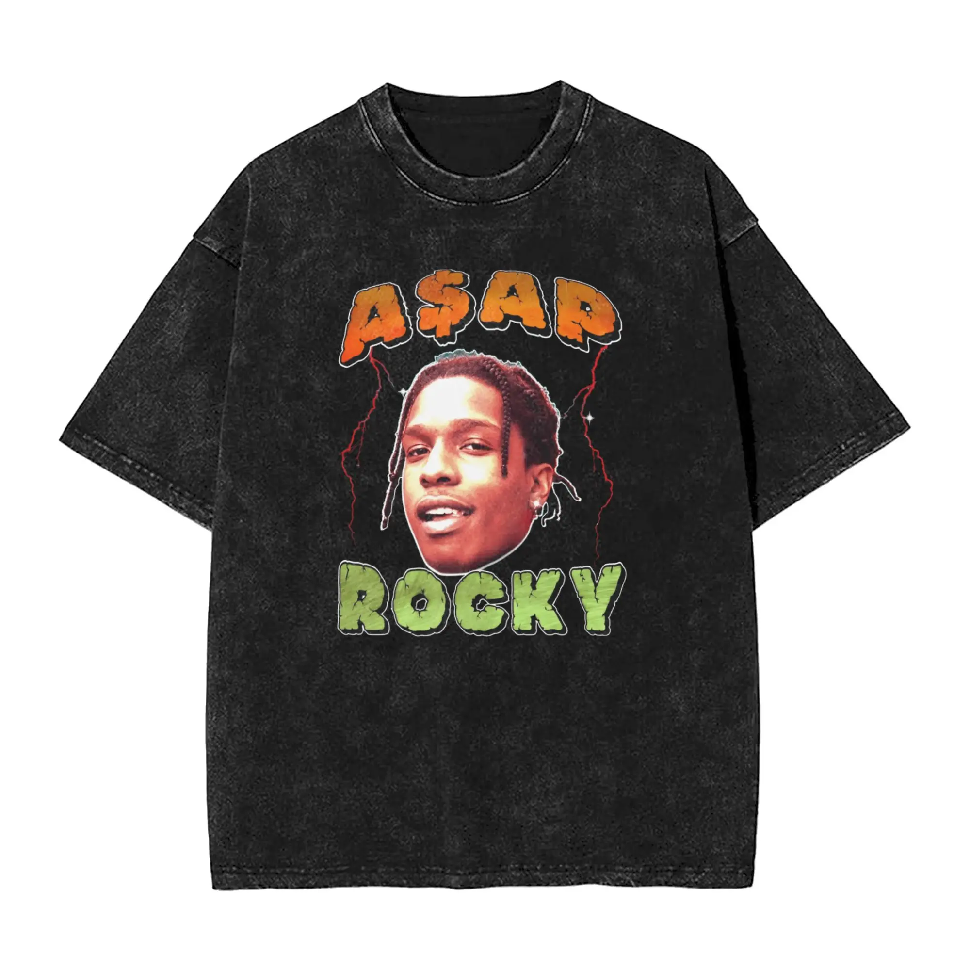 

ASAP Rocky T-Shirt Men Vintage Cotton Tee Shirt Crewneck Short Sleeve T Shirts New Arrival Clothes