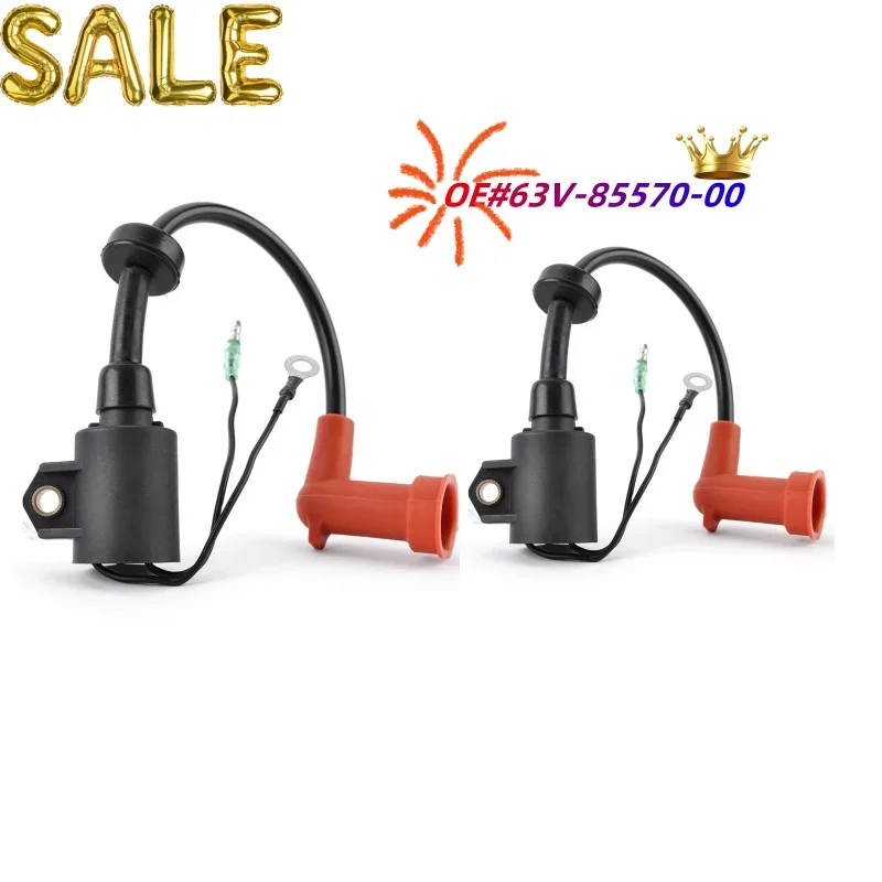 

2pcs Motorcycle Ignition Coil Assy For Yamaha 9.9hp9.9F MHS 15hp 15F WCL 65E-85570-00 65E-85570-01 63V-85570-00 63V-85570-01