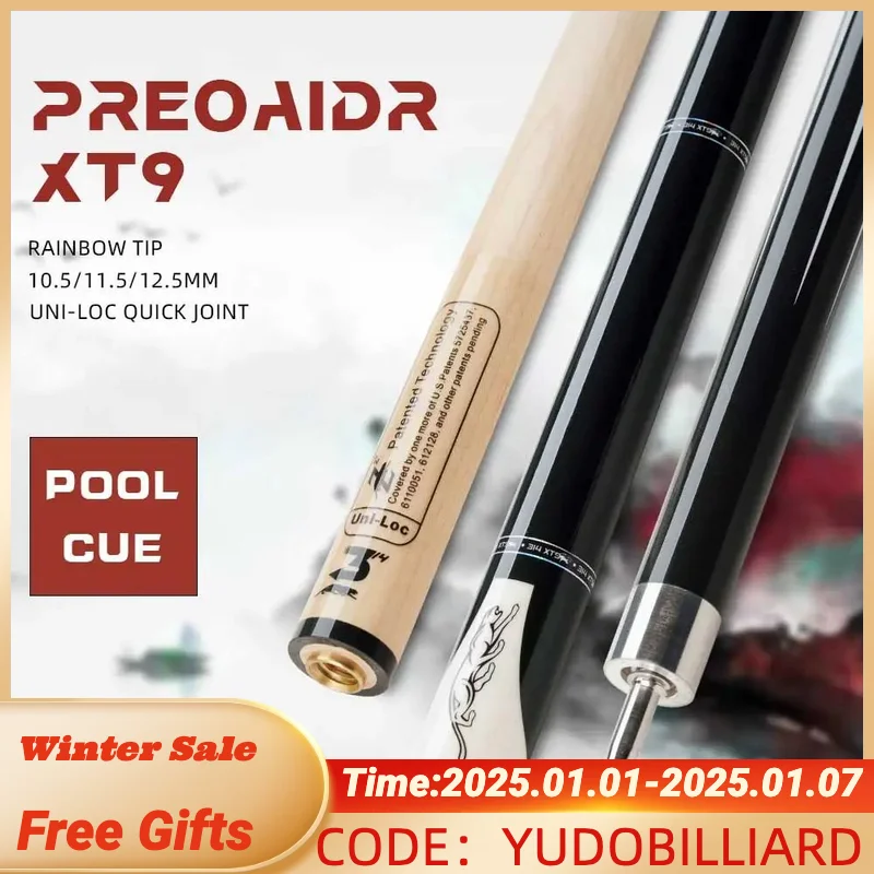 PREOAIDR XT9 Pool Cue Stick with 10.5/11.5/12.5mm Tip  Snooth Grip and Uni-lock Joint for Technology Billiard Pool Cue Stick