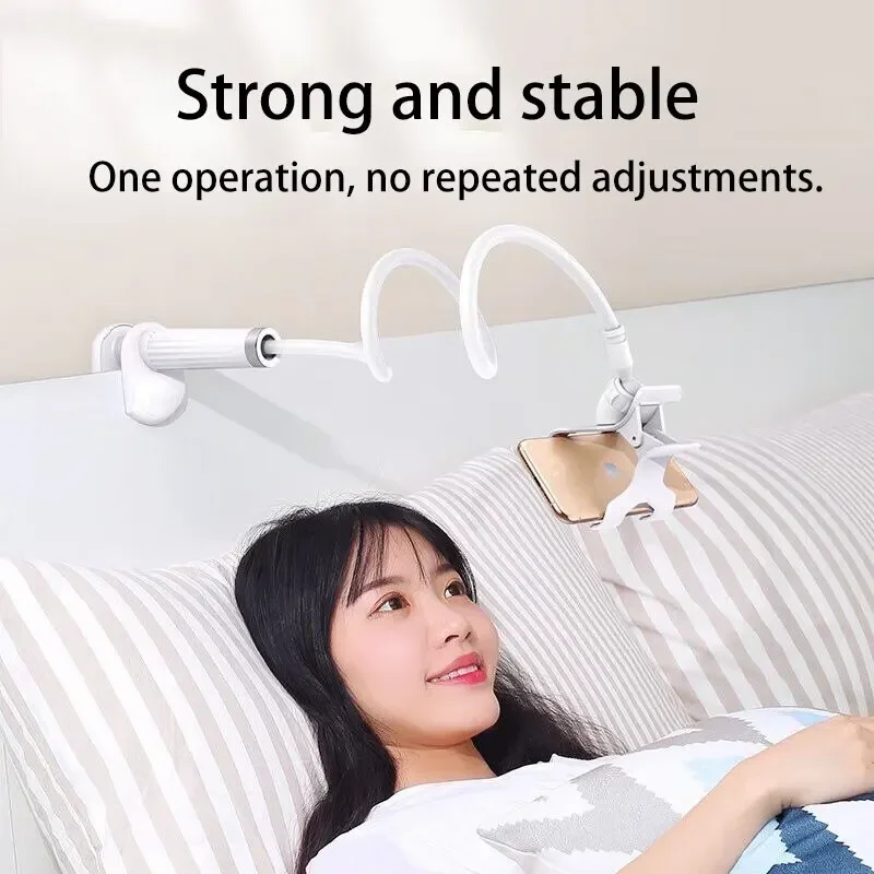 Flexibler Handyhalter für Nachttisch und Schreibtisch, langer Schwanenhalsarm, Lazy-Person-Halterung mit Griff, Overhead-Live-Streaming-Halterung – Detail 1