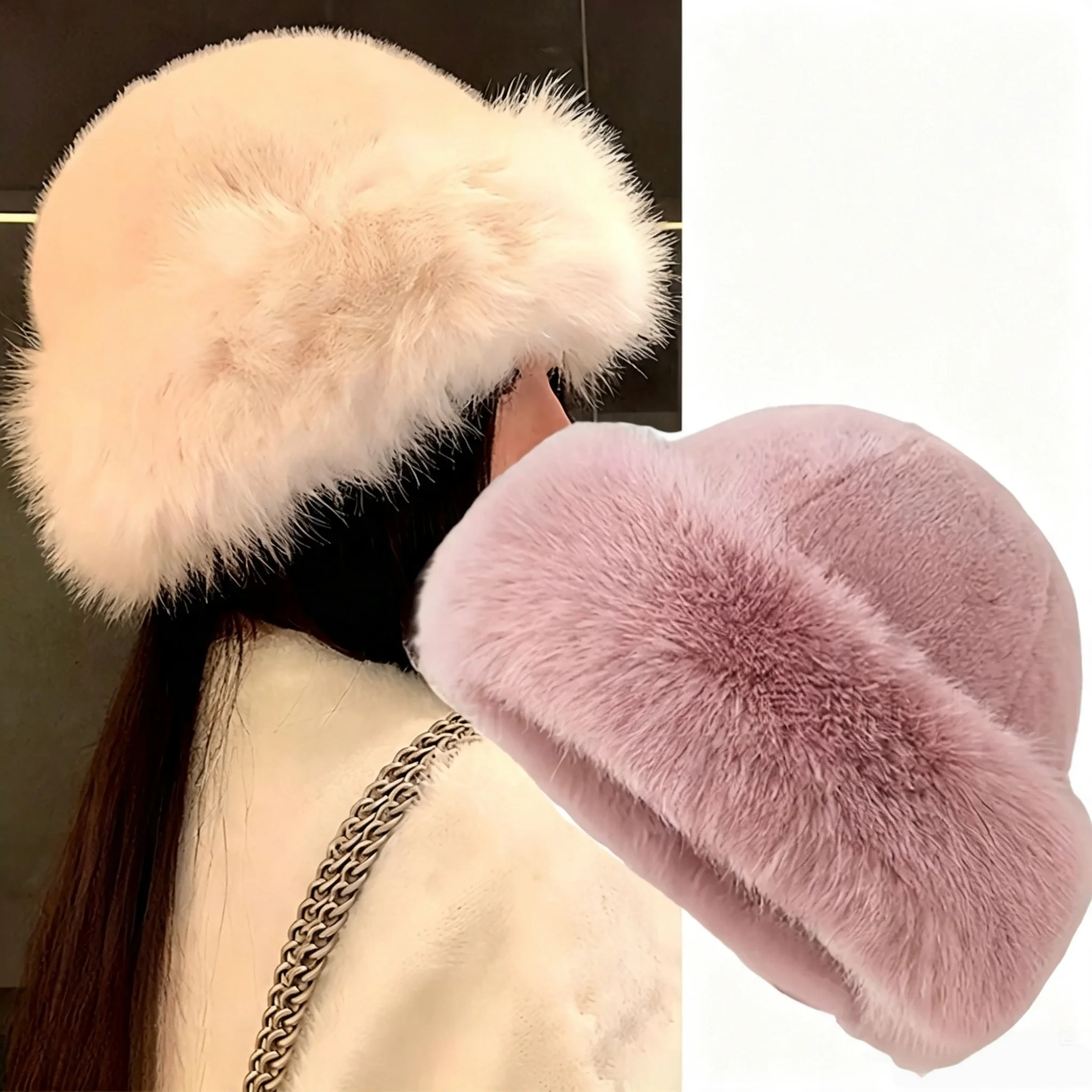 Fluffy Fur Winter Hat Plush Solid Color Bucket Hat Thicken Cold Windproof Panama Cap for Women Girls