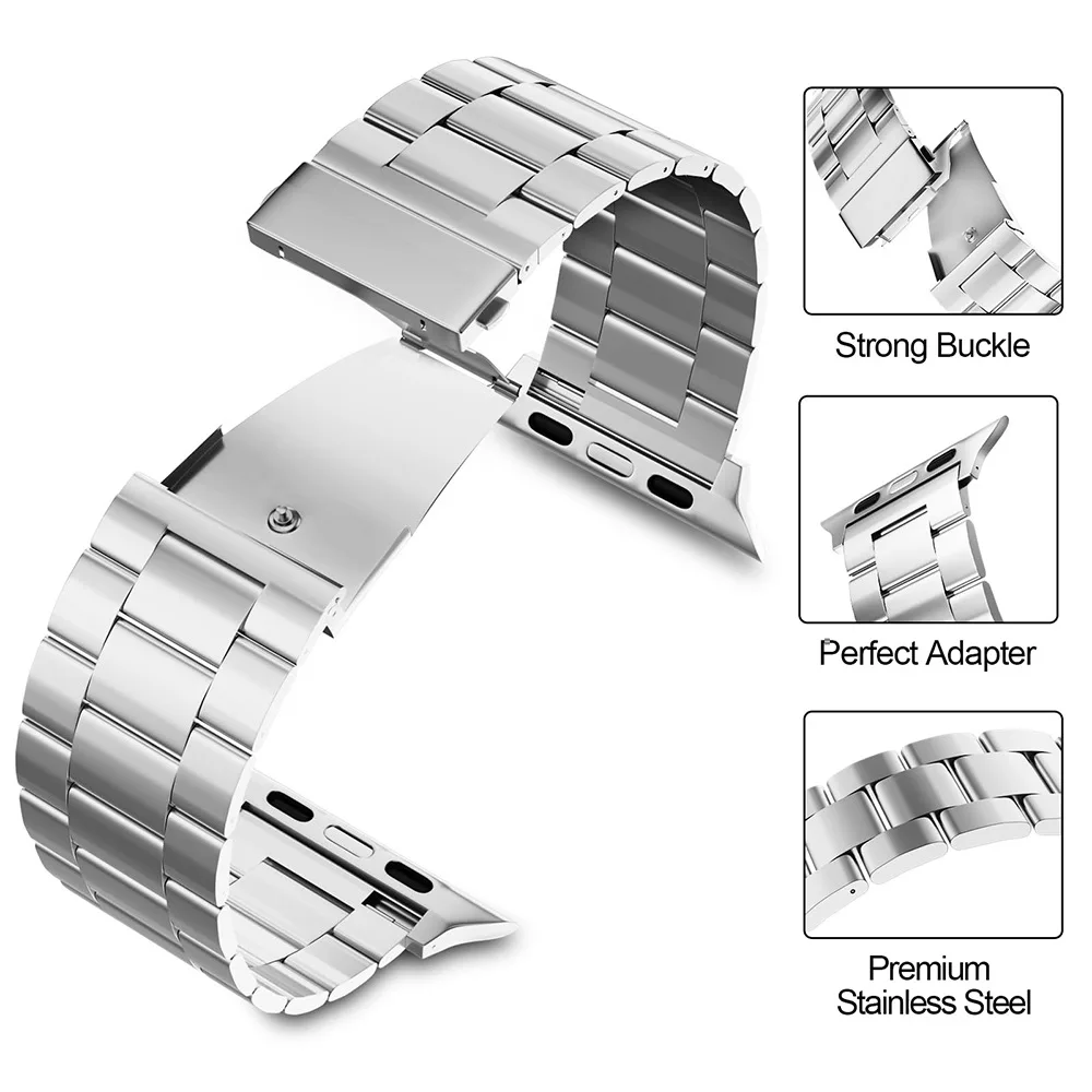 Solid Stainless Steel Watchband Strap For Apple Watch Ultra2 Series 9 8 7 SE 6 Strap For iWatch 49mm 45mm 42mm 40mm 38mm 44mm