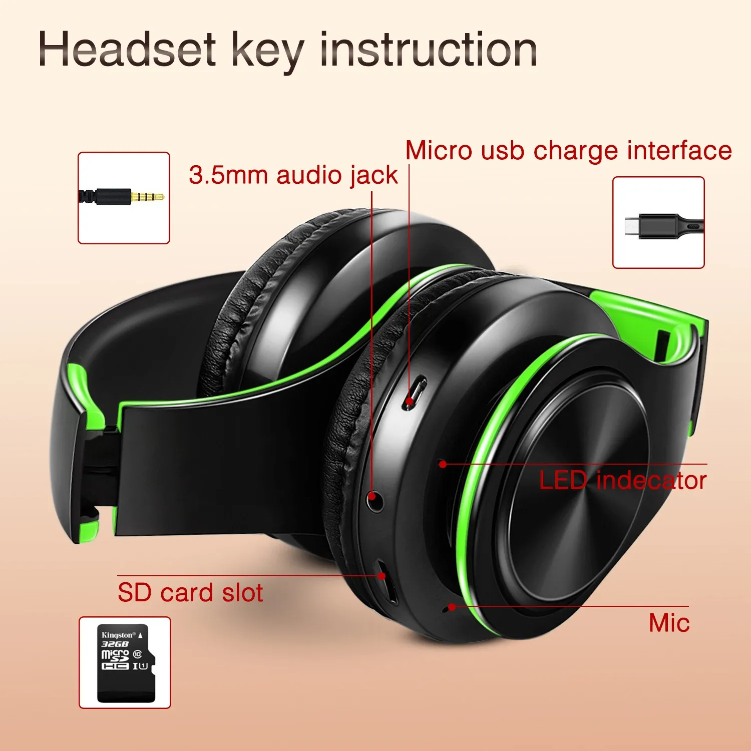 Auriculares de regalo para niña y niño, auriculares estéreo inalámbricos con Bluetooth, micrófono incorporado, orejeras suaves, auriculares deportivos bajos para Ios y Android