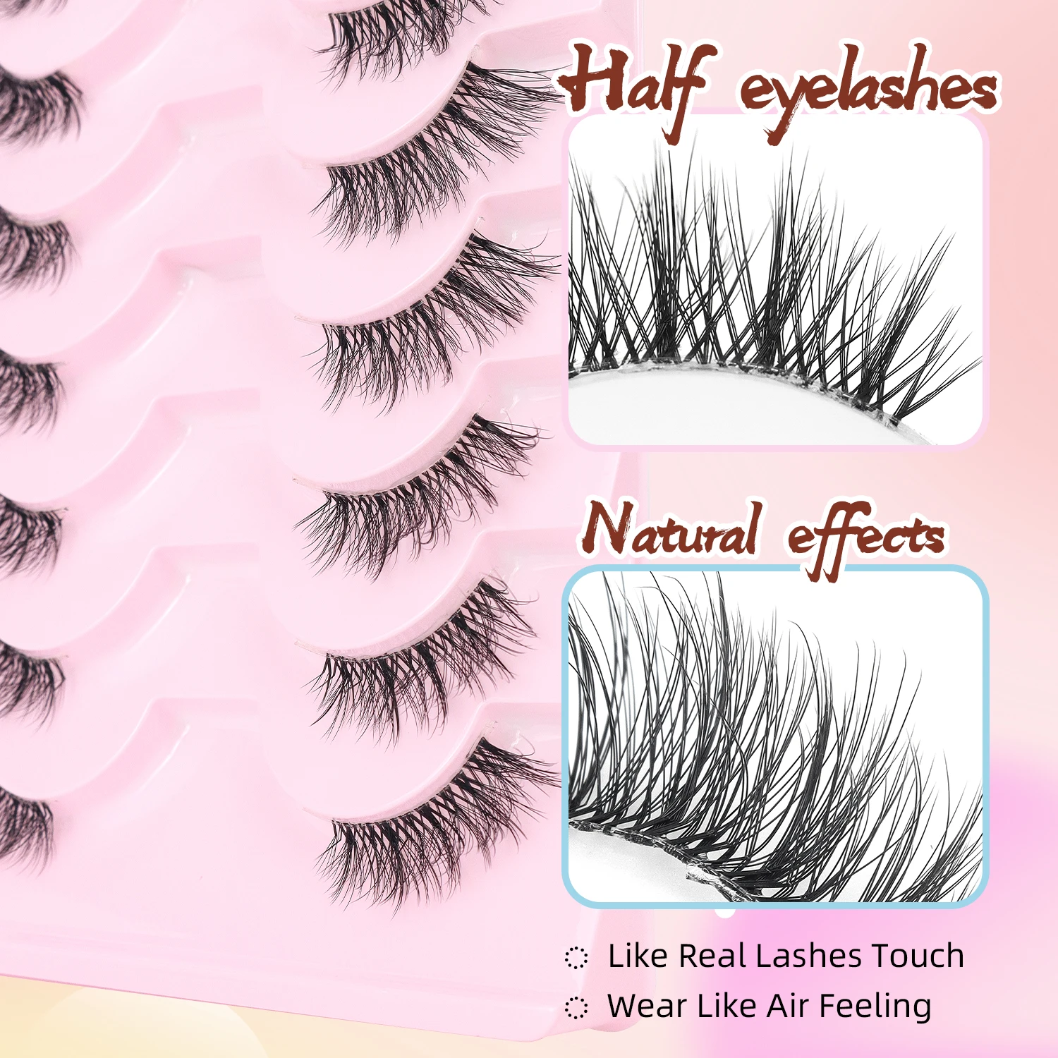ハーフアイラッシュ 10ペアセット ナチュラルアイコーナーつけまつげ ナチュラルで快適な猫目つけまつげ 初心者でも使いやすい