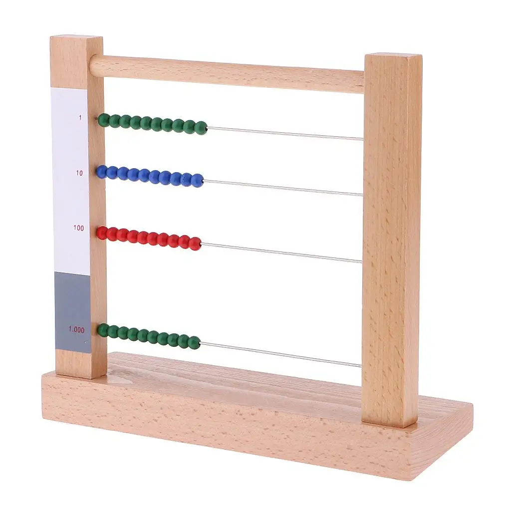 1 Set Montessori Mathematics Count Toy Bead Frame Abacus - 1 10 100 1000 Bead