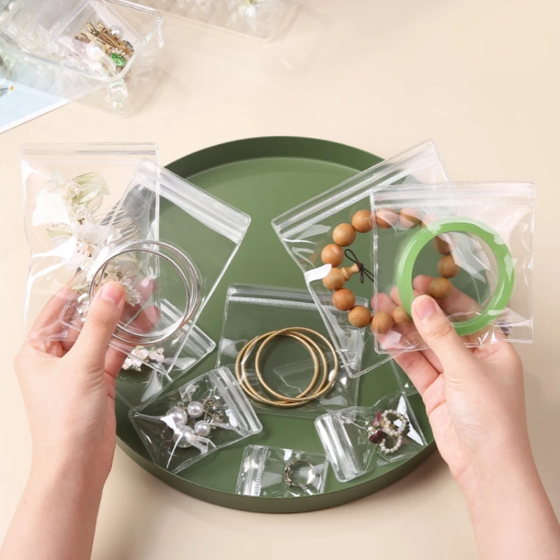 PVC Jewelry Storage Bag Moistureproof Anti-Oxidation Transparent Ziplock Bag Ring Earrings Bracelet Storage Thickened Sealed Bag