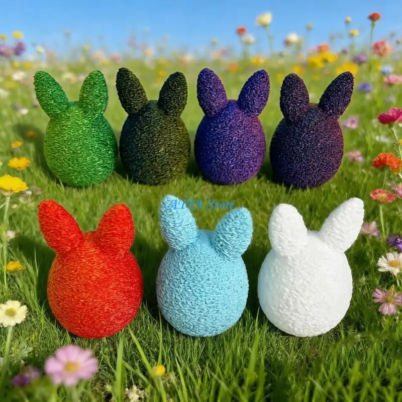 U13C Modern Elegant Pearlized Plush Rabbit Eggs Showpiece Hanging Ornament Home Office Decoration For Women Girls Teens