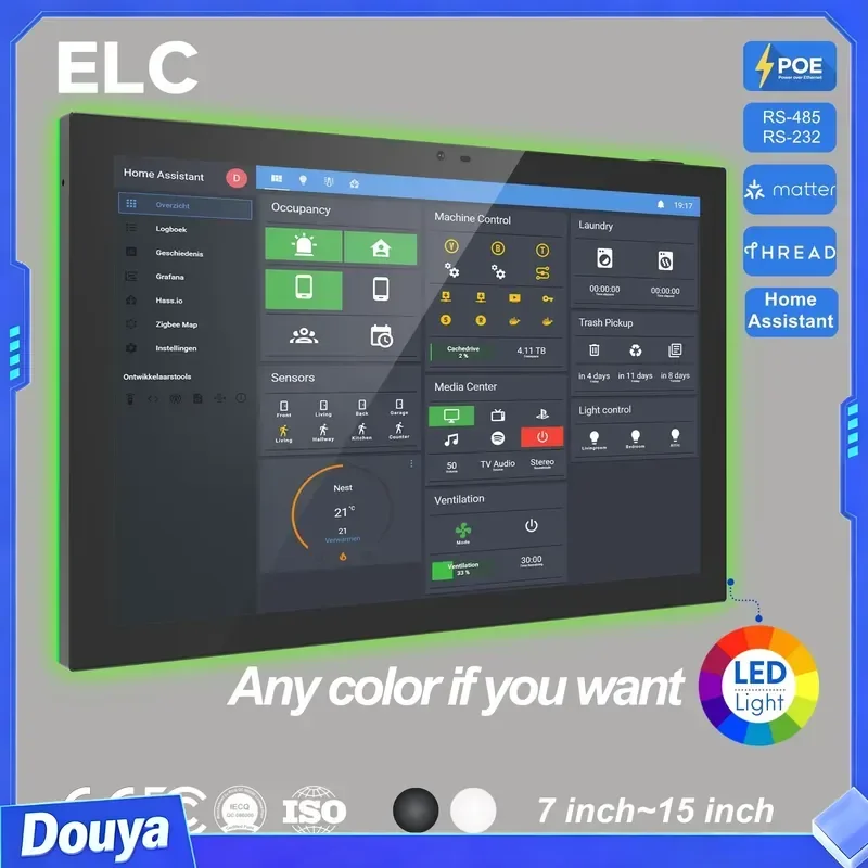 10.1 Inch Android 14 RK3576S Smart Home Panel Zigbee Matter Thread POE Wall Mount Touch Screen HMI Tablet With RS485 RJ45