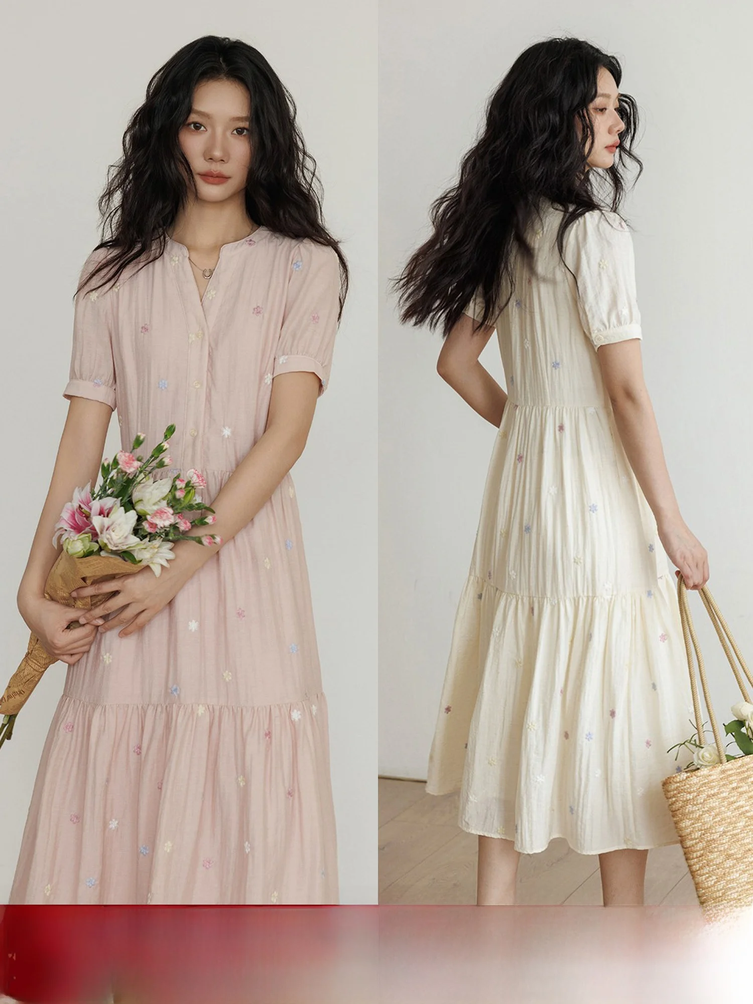 

Женское повседневное длинное платье V-образного выреза с вышивкой из лиоцелла, приталенное, А-силуэт, с завышенной талией, новинка 2025 года