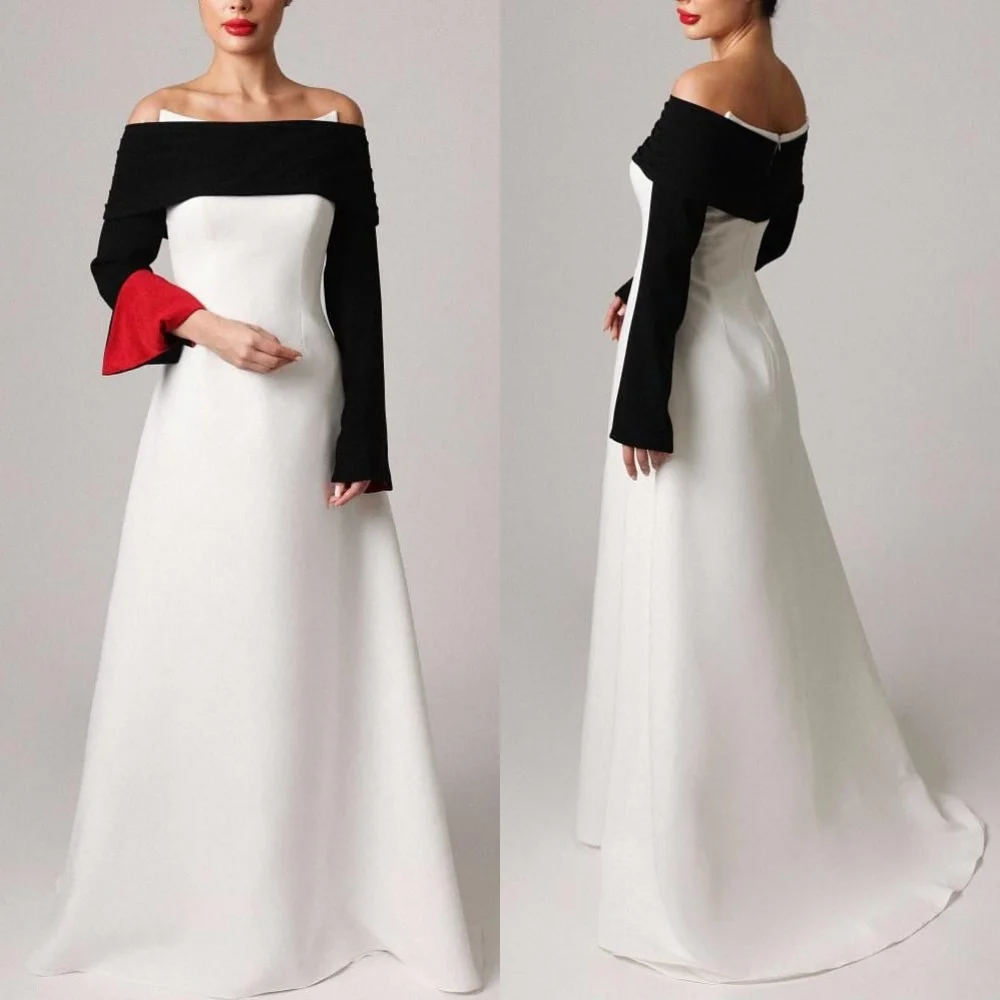 

Customized Elegant Jersey Pleat A-line Off-the-shoulder Long Dresses Bespoke Occasion Celebrity Chinese Style