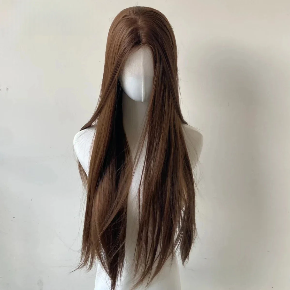 براون مستقيم موضة 26 بوصة 180 الكثافة لينة الدانتيل الجبهة الباروكات للنساء مع BabyHair الاصطناعية ارتداء اليومي الباروكات #5