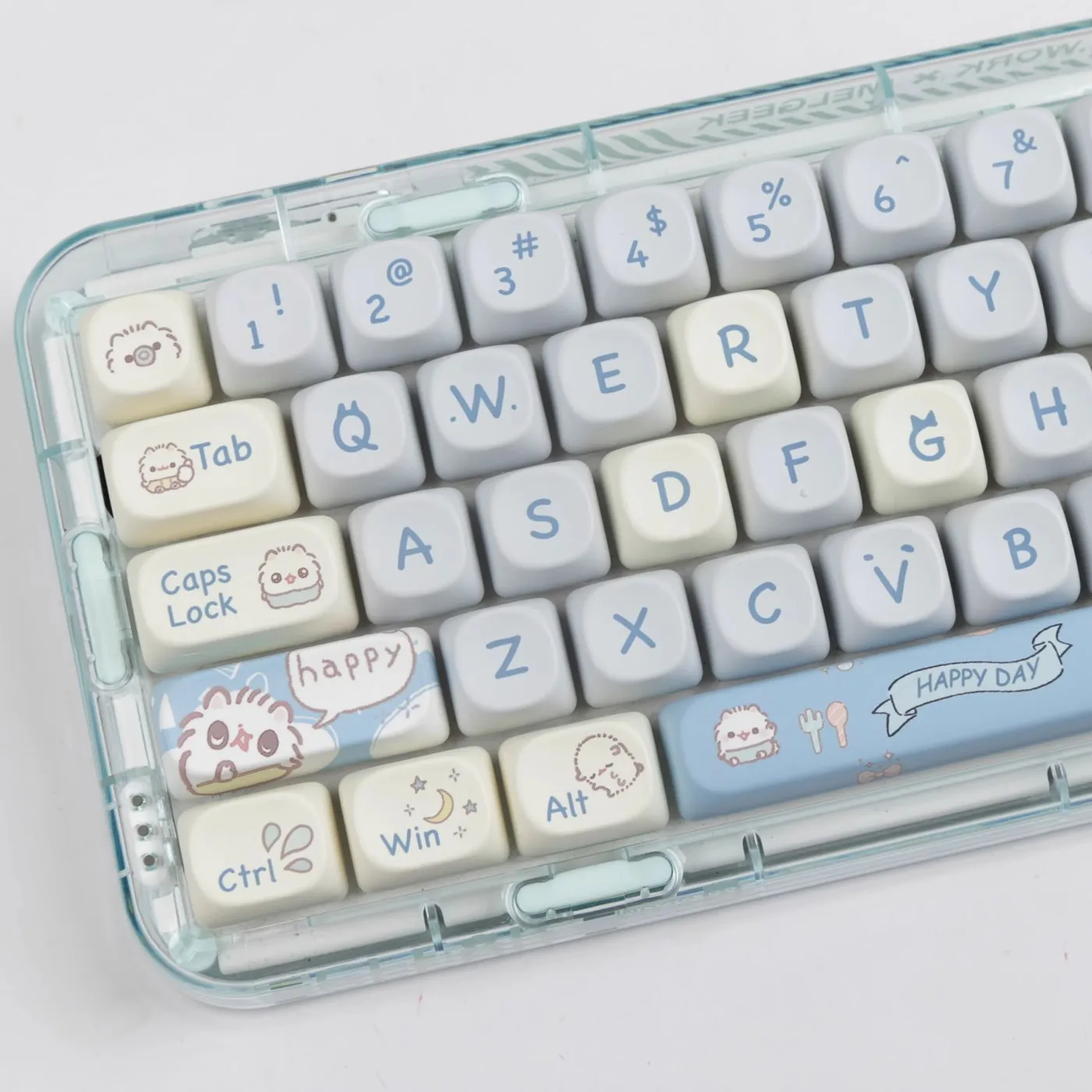 MOA Keycaps Blue Meow Meow theme ball cap PBT Cartoon Keycap sublimation For MX Switch Fit 61/64/68/87/96/104/108 Keyboard 키 캡