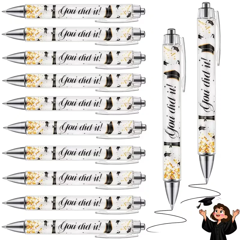 6/12 Stück Kugelschreiber-Geschenksets zum Schulabschluss mit Motivations-Slogan 'You Did It' als Belohnung für Absolventen der Oberstufe und Hochschule, Prüfungserfolg