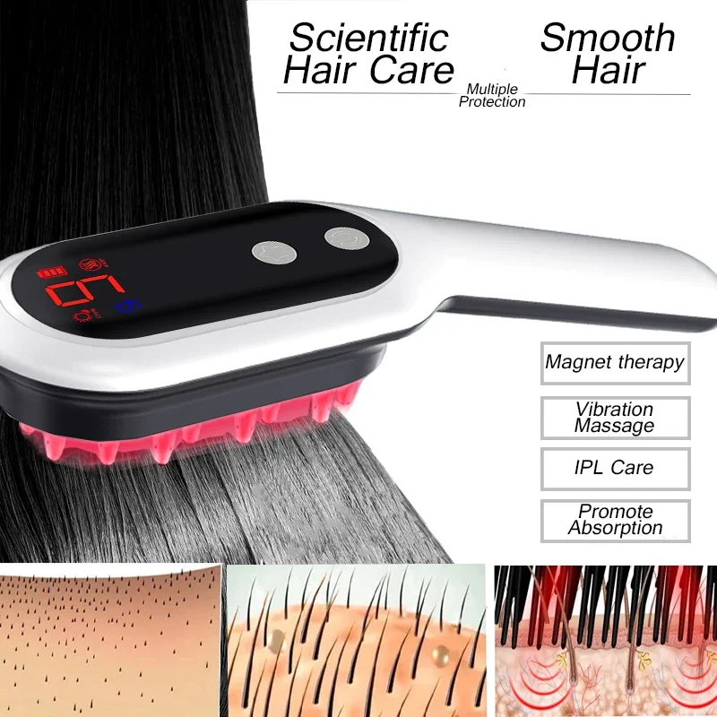 Electric Hair Growth Comb Infrared Laser Hair Care Style Anti-Hair Loss Hair Red Light Treatment Head Massager Hair Brush