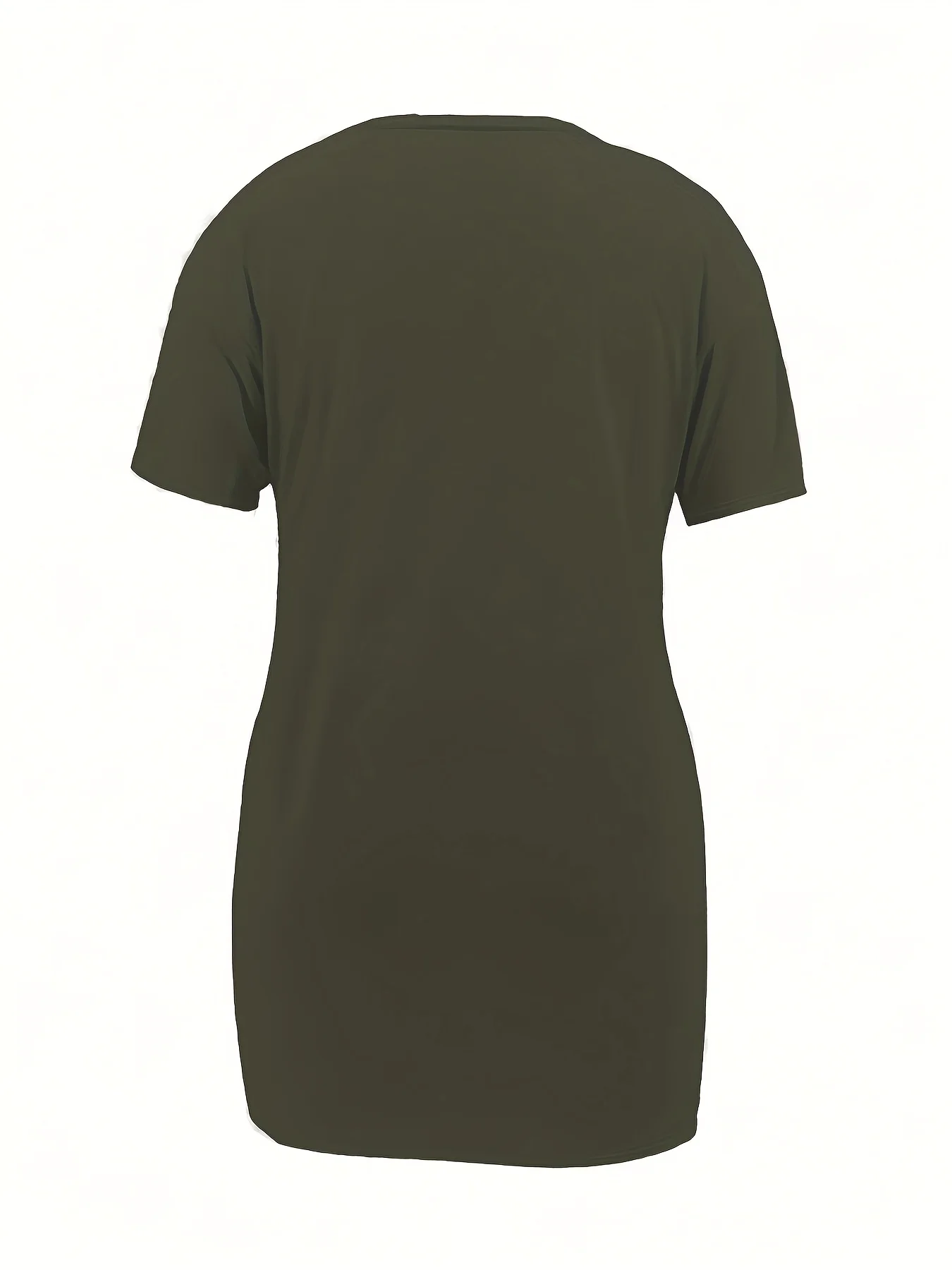 Stilvolles Plus-Size-T-Shirt-Kleid mit Seitenschlitzen für mühelosen Chic-Look – Detail 11