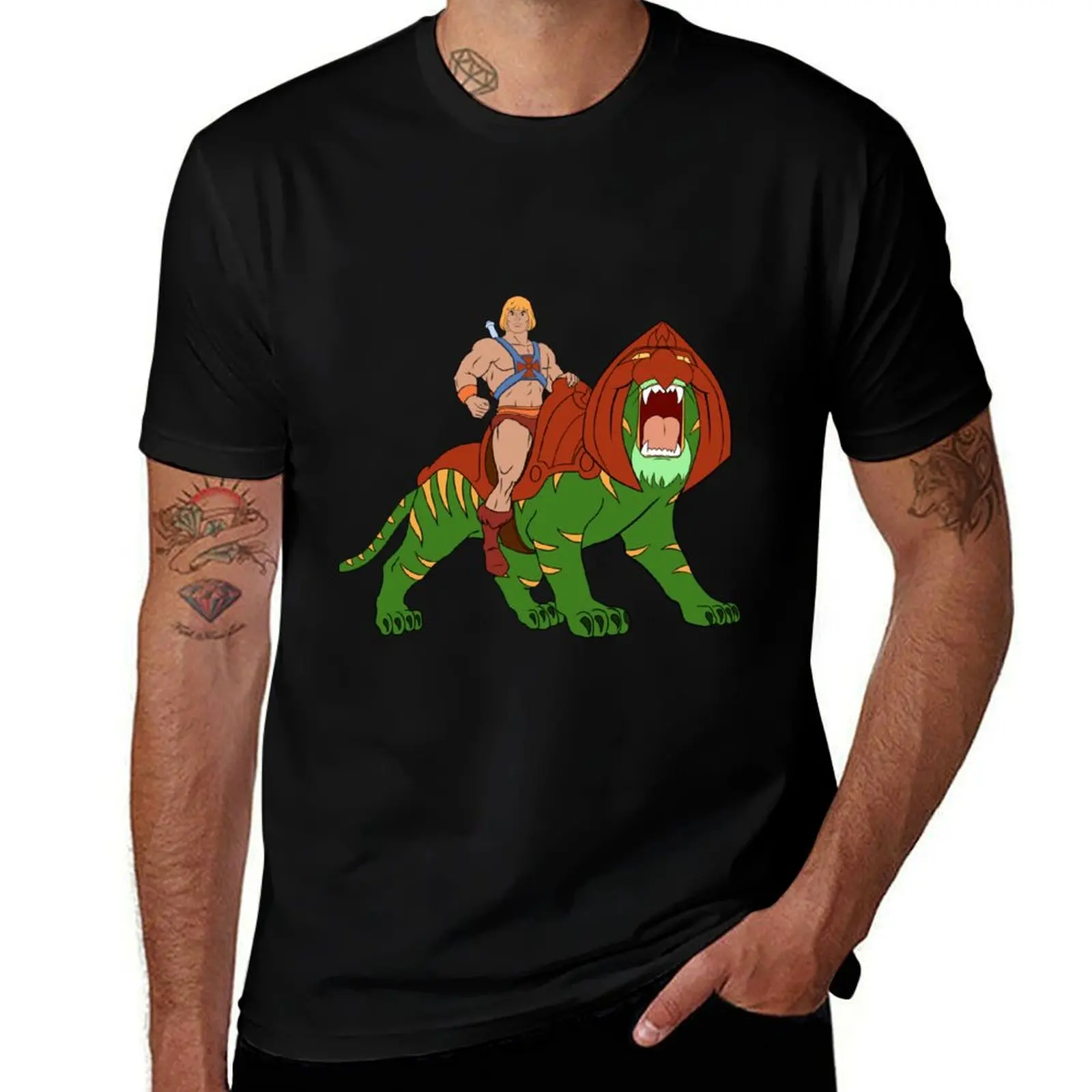 

He-man and Tiger Tribute T-Shirt t shirts for man slim fit man t shirt designer T-Shirt