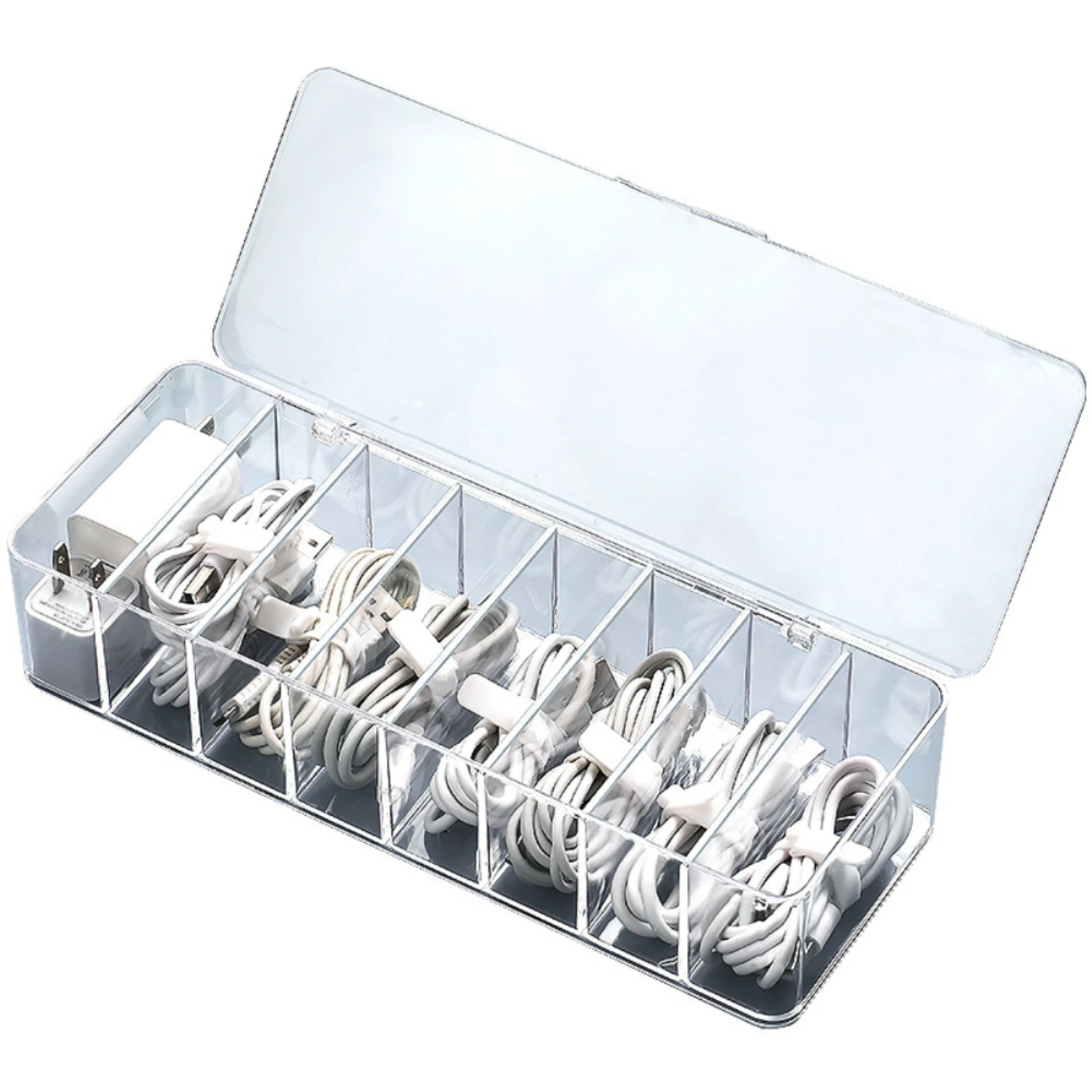 Sorting Box 8 Cells Material Transparent Portable Phone Accessories Desktop Data Cable Storage Case Dustproof Storage Box Hub