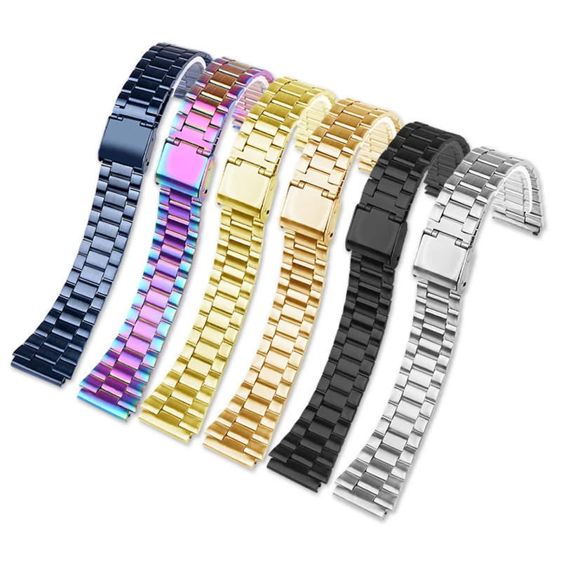 For Casio A158 A159 A168 A169 AE1200/1300 AQ-230 LA-680 a168w/A158W MRW200/AEQ-110 Stainless Precision Steel Watchband Strap